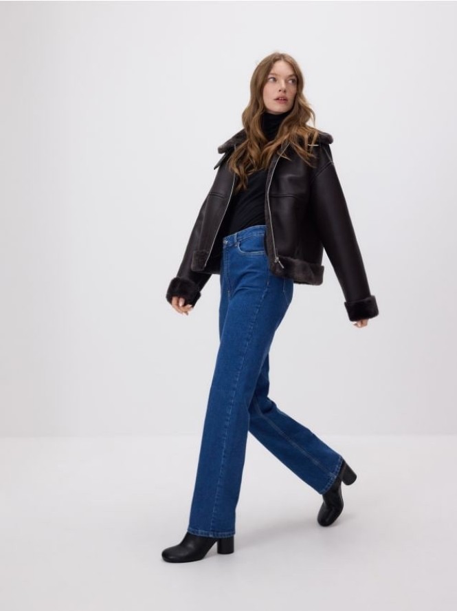 Kurtka z kożuchem - ciemnobrązowy