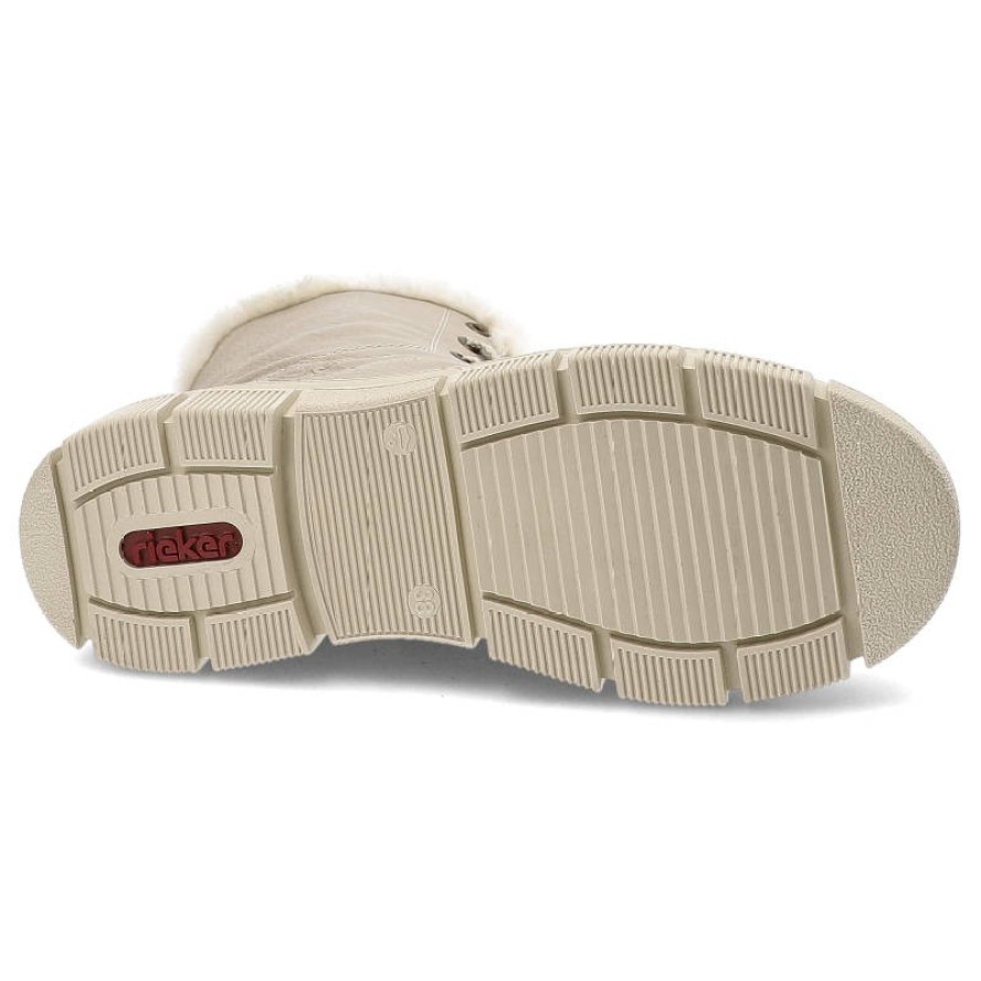 Beżowe Botki Rieker Ocieplane Buty Damskie