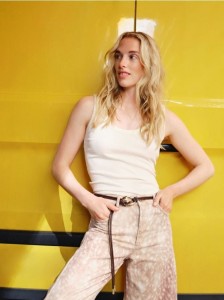 Bawełniany top na ramiączkach - kremowy