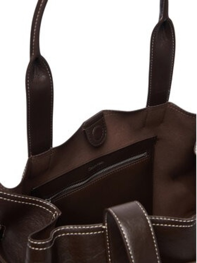 Calvin Klein Torebka Buckle Medium Work Tote LV04F3549G Brązowy