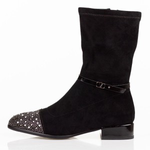 Czarne wysokie zamszowe botki damskie DiA 52-165