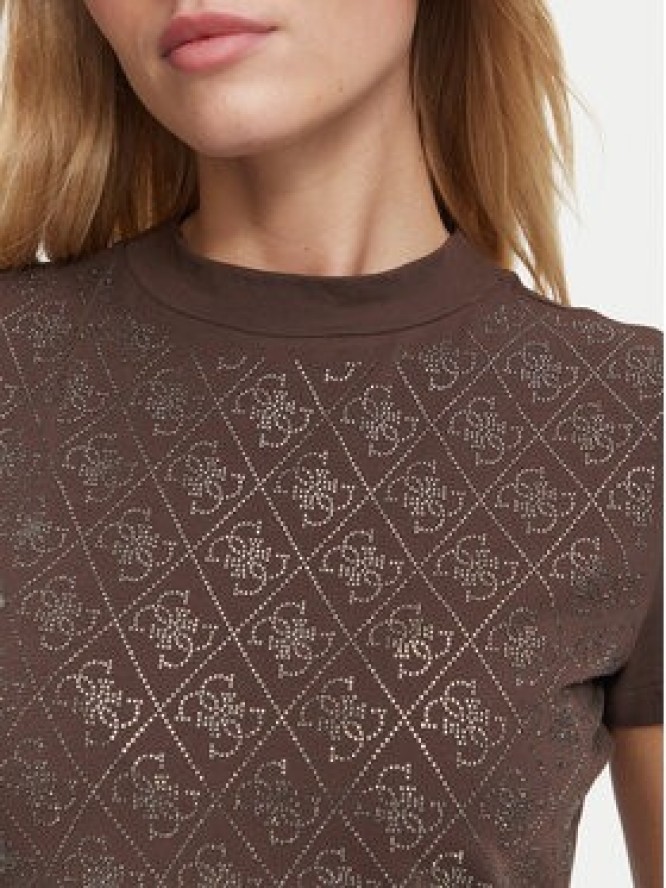 Guess T-Shirt W4BI26 J1314 Brązowy ciemny Regular Fit
