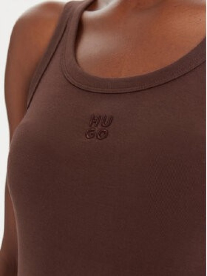 HUGO Top Datamia 50514489 Brązowy Slim Fit