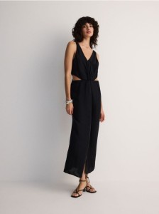 Sukienka z lyocellu z wycięciami - czarny