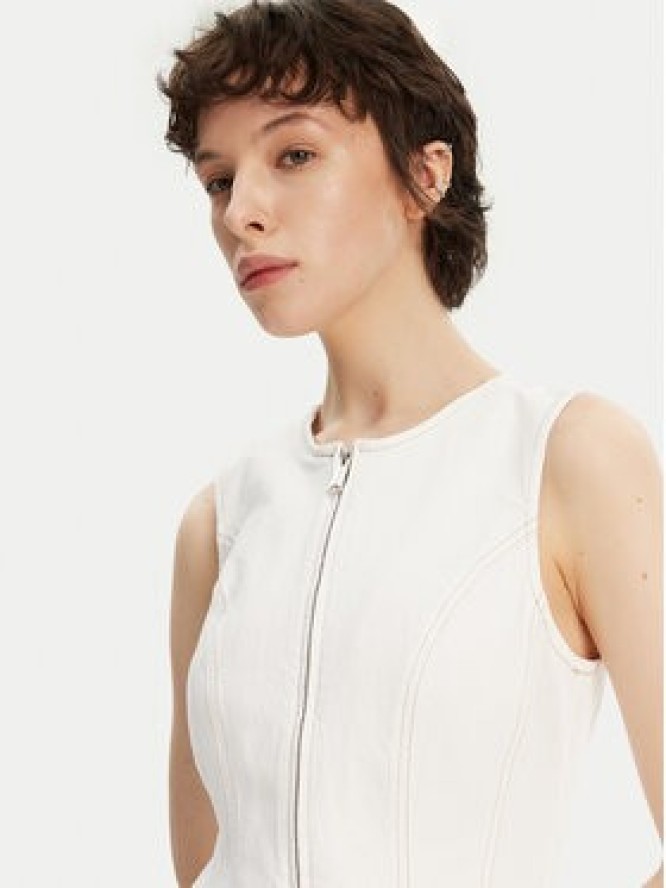 Tommy Jeans Sukienka jeansowa DW0DW20420 Écru Slim Fit