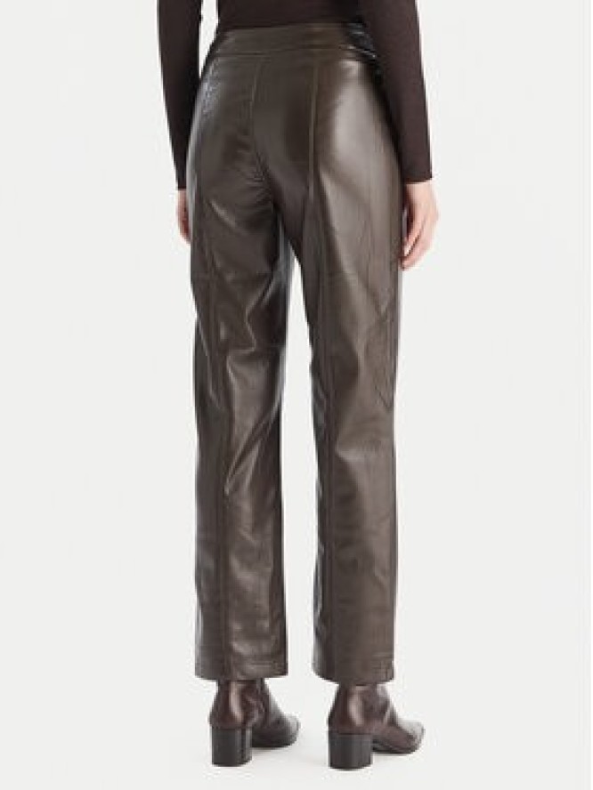Vero Moda Spodnie z imitacji skóry Vips 10336342 Brązowy Straight Fit