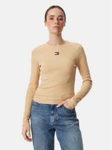 Tommy Jeans Bluzka DW0DW20178 Żółty Slim Fit