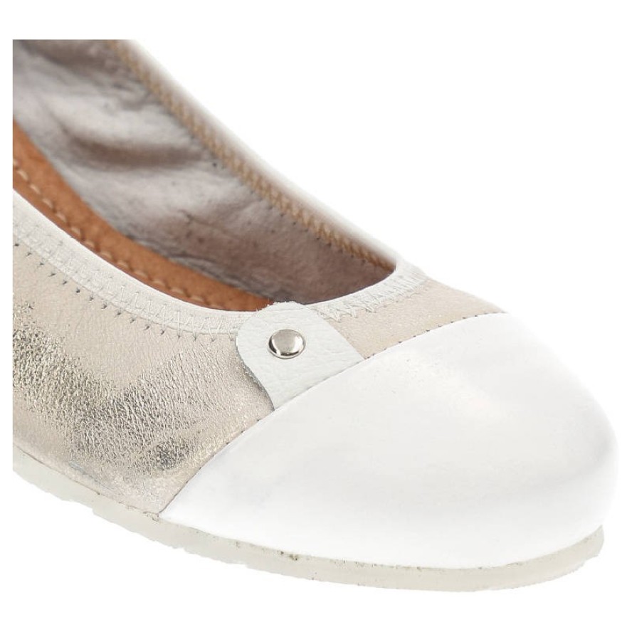 Białe Baleriny La'Viano Wygodne Skórzane Buty Damskie