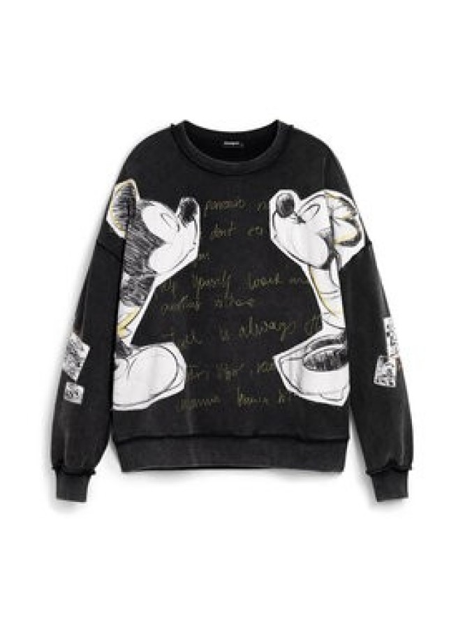 Desigual Bluza Kiss Mickey 26SWSK08 Czarny Relaxed Fit