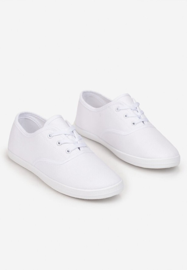 Białe Sznurowane Tenisówki Przed Kostkę Jennessa