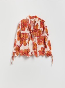 Wiskozowa koszula z wiązaniem - wielobarwny