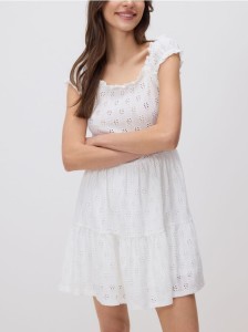 Ażurowa sukienka mini - biały