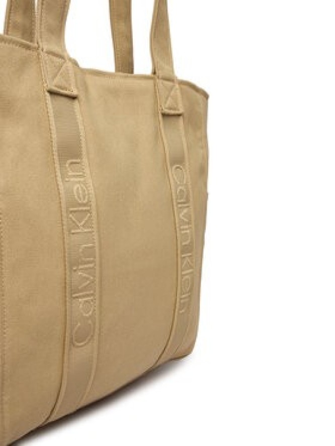 Calvin Klein Torebka Webbing Strap Canvas Tote LV04F3463G Beżowy