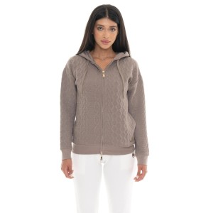 Leone 1947 Braid Damen, Bluza z geflochtenem Stoff, Kapuze, Reißverschluss