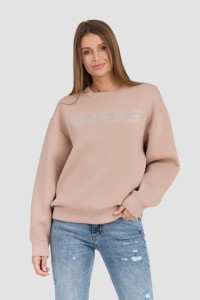 GUESS Beżowa damska bluza z cyrkoniami Cecilia, Rozmiar L