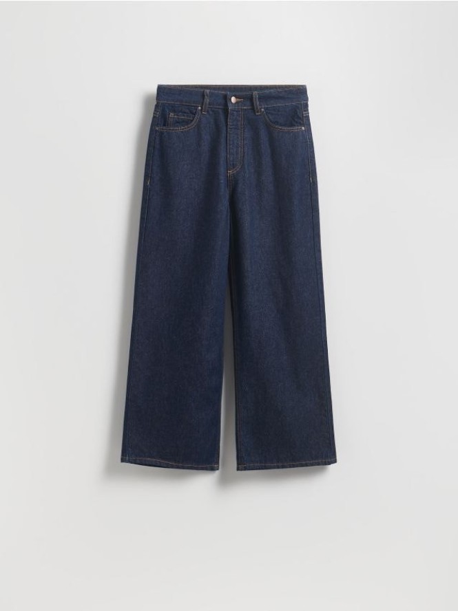 Jeansy culotte - granatowy