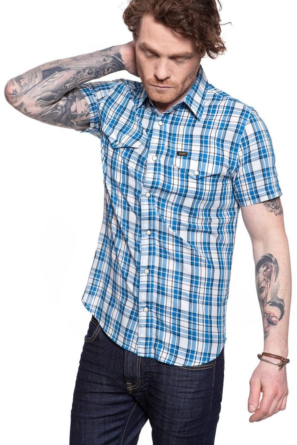 LEE LEE WESTERN SS SHIRT DIPPED BLUE L641CZLA 112115307