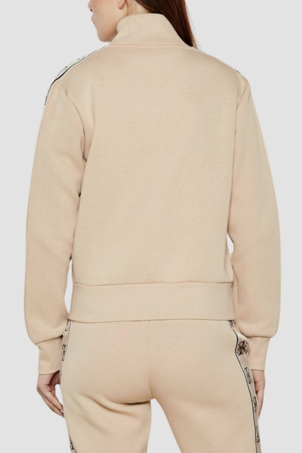GUESS Beżowa bluza damska z lampasami Britney, Rozmiar M