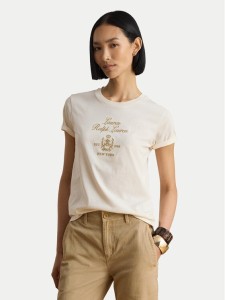 LAUREN RALPH LAUREN T-Shirt 200P13943002 Kremowy Regular Fit