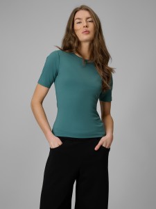 4F T-shirt slim gładki damski - turkusowy L