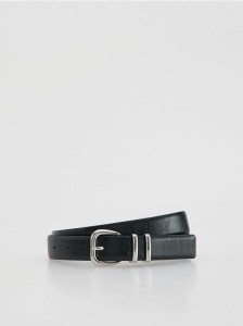 Pasek z łączonych materiałów - czarny