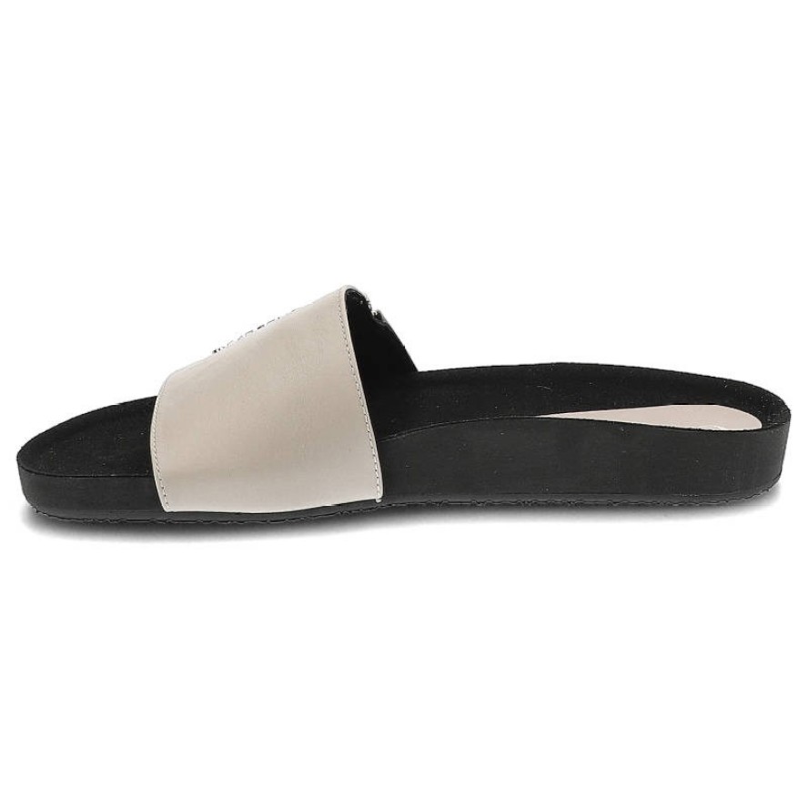 Beżowe Klapki Chebello Modne Skórzane Buty