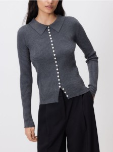 Kardigan z ozdobnymi guzikami - szary