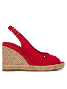 Tommy Hilfiger Espadryle Flag High Wedge Espad Slingback FW0FW09343 Czerwony