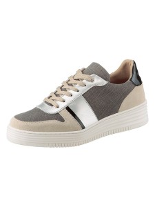 Heine Skórzane sneakersy w kolorze srebrno-beżowym rozmiar: 40