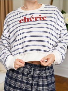 Bluza w paski z napisem - wielobarwny