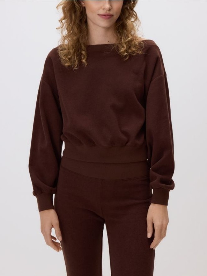 Bluza z odkrytymi ramionami - brązowy