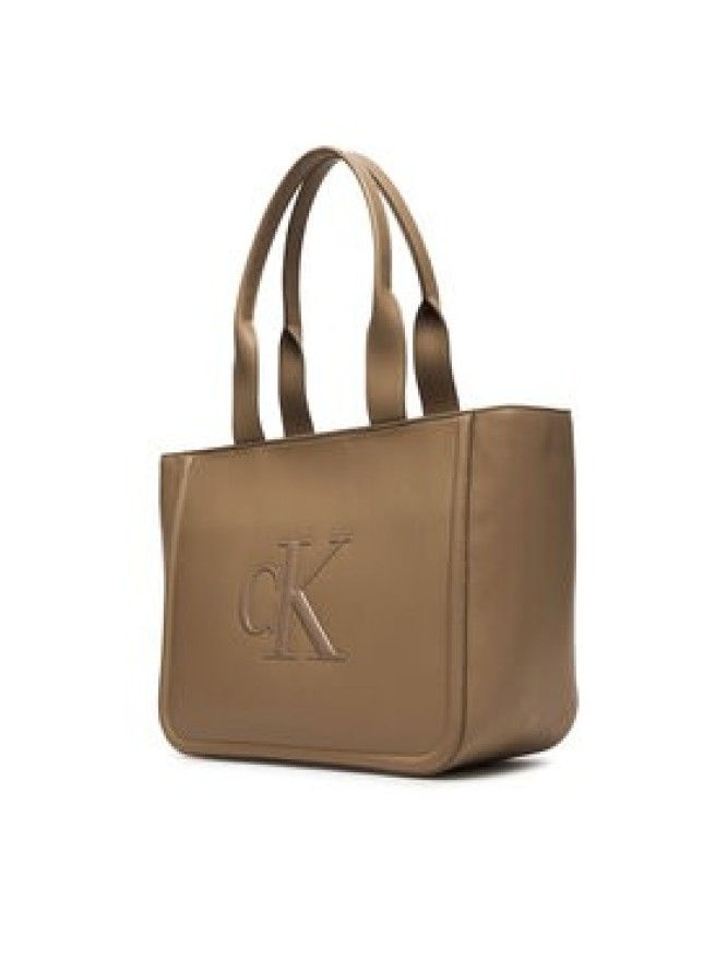 Calvin Klein Torebka Bold Ck Medium Tote LV04F3218G Beżowy