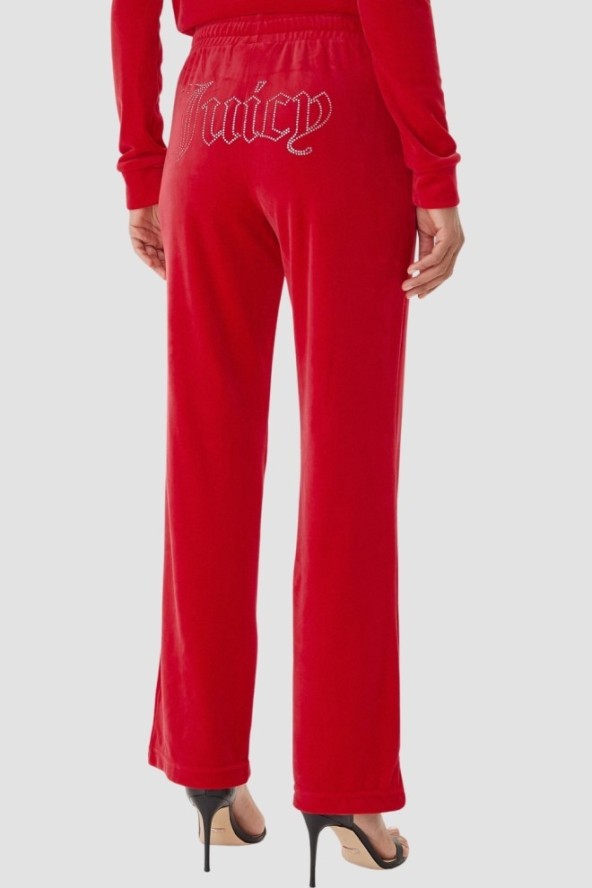 JUICY COUTURE Czerwone spodnie dresowe damskie z cyrkoniami Tina, Rozmiar XS