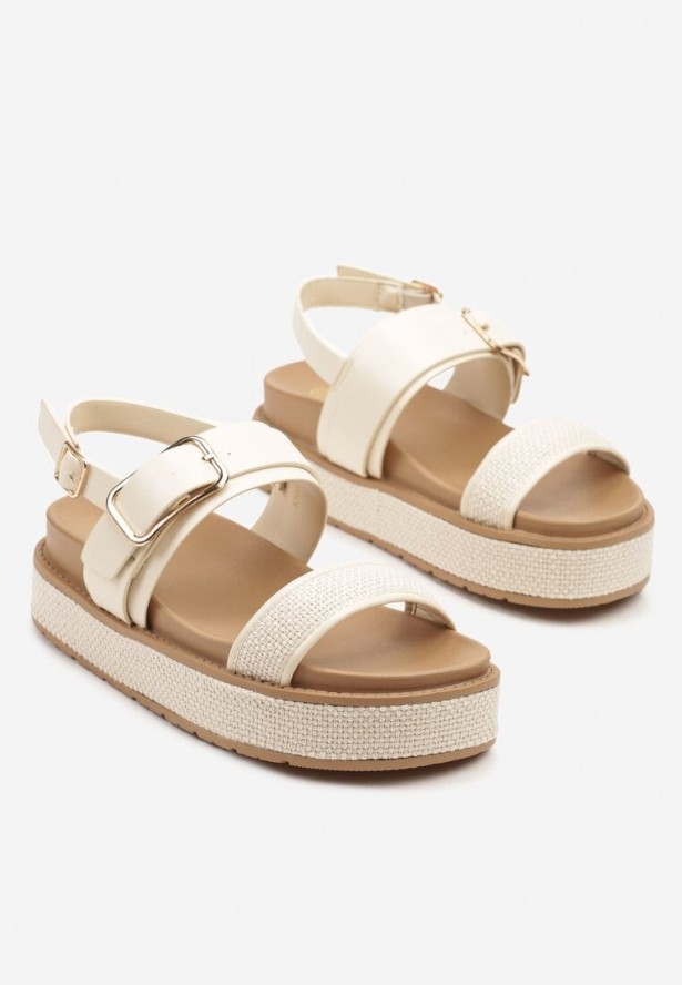 Beżowe Sandały na Grubej Podeszwie z Klamerką Odorisa