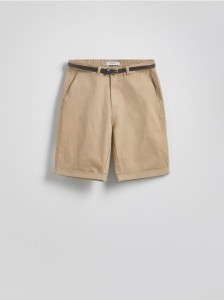 Szorty chino z paskiem - beżowy