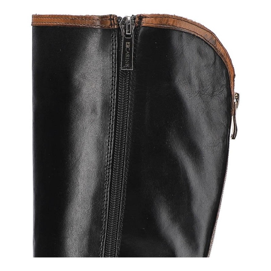 Czarne Kozaki Carinii Damskie Eleganckie Obuwie