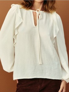 Bluzka z falbanką - kremowy