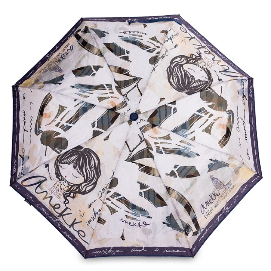 Parasol damski Anekke, w ozdobne motywy z trwałym mechanizmem i wygodną rączką składany, kolorowy, 40483-102