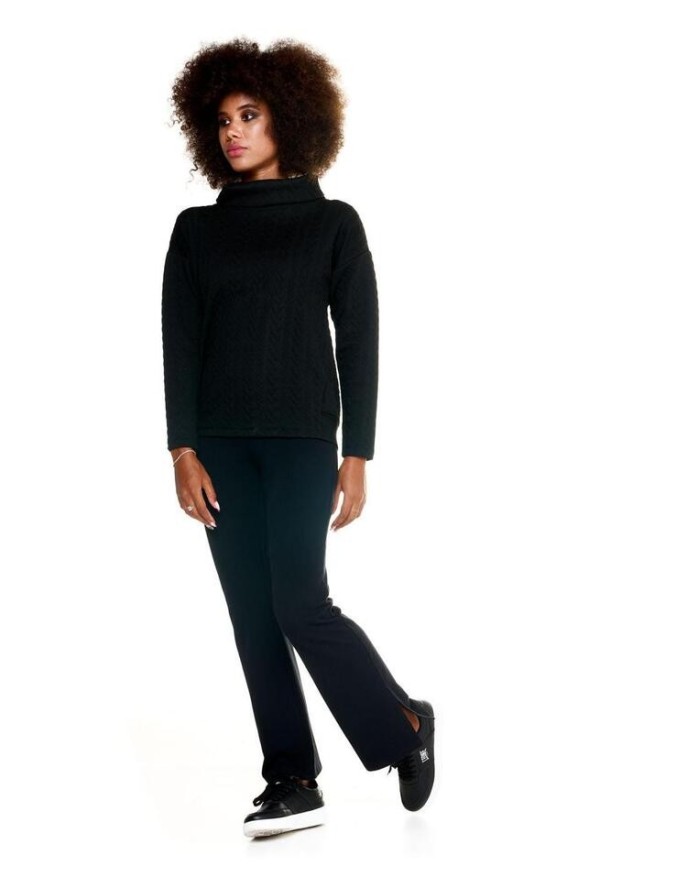 Szary damski sweter Leone z warkoczami