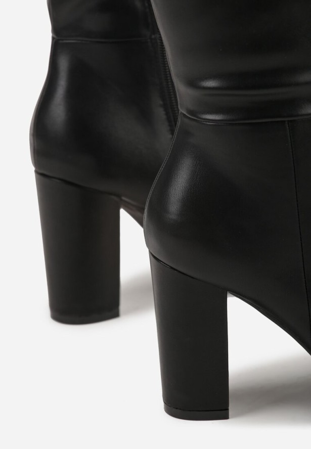 Czarne Eleganckie Kozaki Vices na Słupku ze Szpiczastym Noskiem Lanirrea