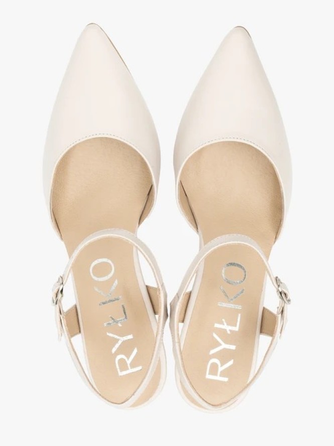 Kremowe ślubne czółenka slingback