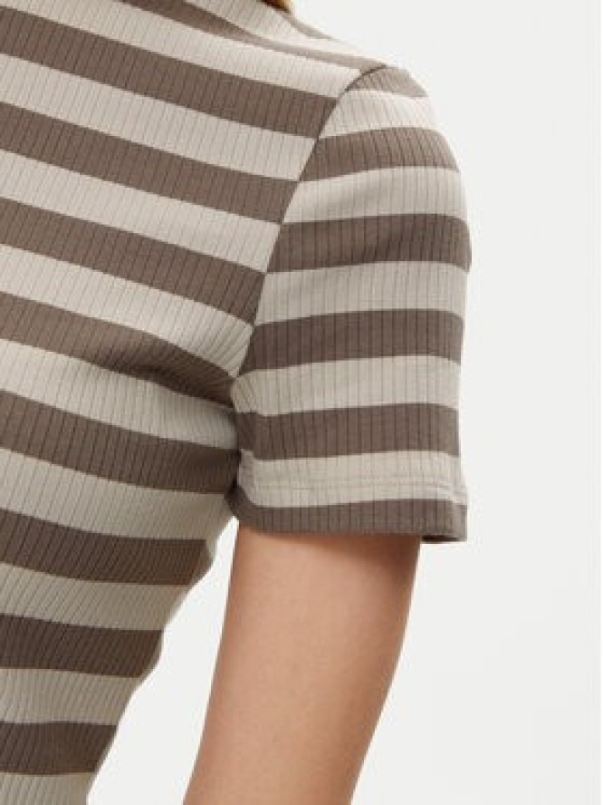 Noisy May T-Shirt Elinor 27033178 Beżowy Slim Fit