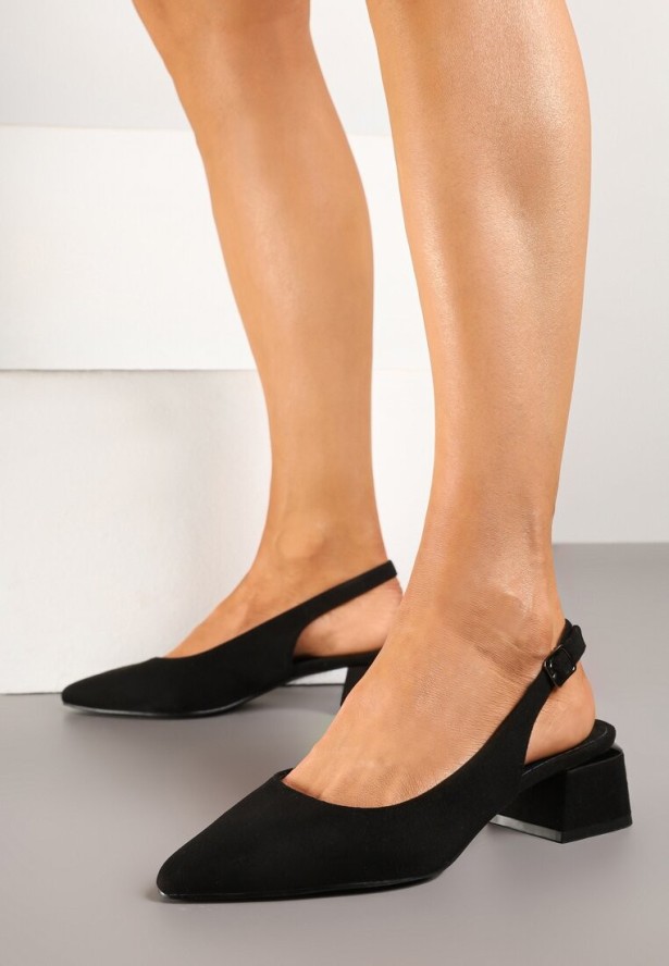 Czarne Sandały Vices Slingback ze Skórzaną Wkładką Ciarissa