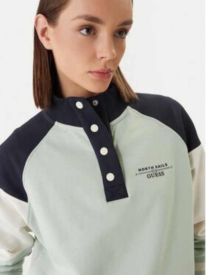 Guess Bluza GUESS x NORTH SAILS W6GQ12 K3481 Zielony Regular Fit