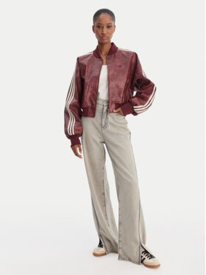 adidas Kurtka z imitacji skóry Pleather KD8792 Bordowy Oversize