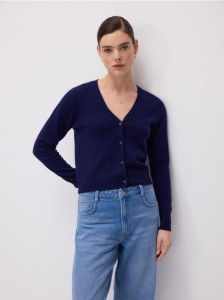 Wełniany kardigan - granatowy