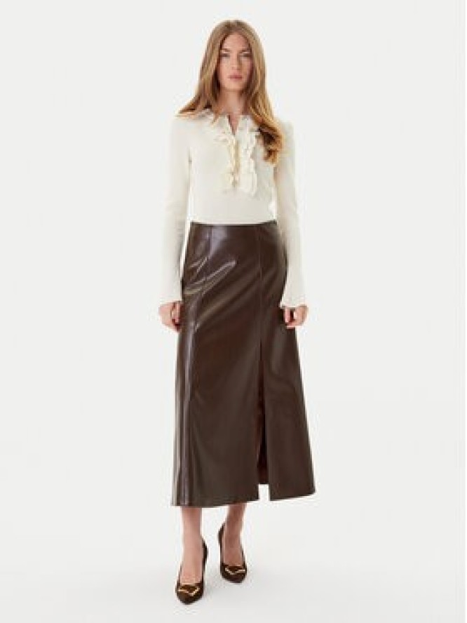 Simona Corsellini Spódnica z imitacji skóry A25CPGO00701 Brązowy Regular Fit