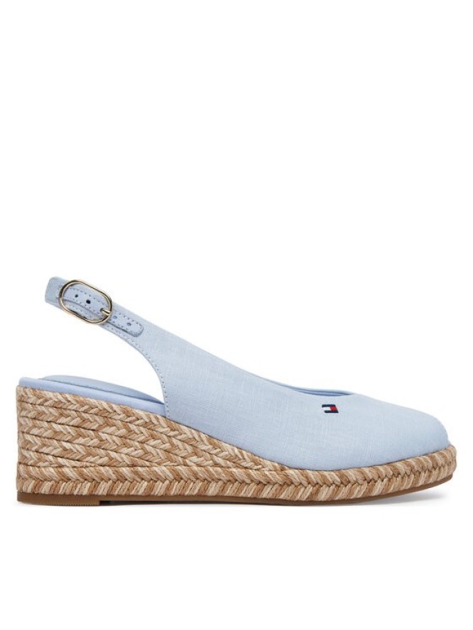 Tommy Hilfiger Espadryle Hemp Slingback Wedge Espadrilles FW0FW09472 Niebieski jasny