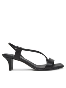 Calvin Klein Sandały Heel Sandal 50 Squared Lth HW0HW02534 Czarny