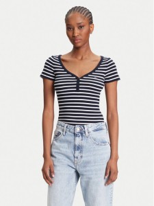 Tommy Jeans T-Shirt Henley DW0DW20902 Granatowy Slim Fit